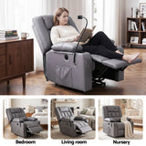 Artiss Power Lift Recliner Chair with Massage and Heat for Elderly, Electric Sofa Reclining Chair with USB and Phone Holder, PU Leather Comfy Armchair for Living Room, 2 Cup Holder & 4 Pockets, Grey - Extra Image