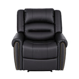 Artiss Leather Manual Recliner Chair with USB Charge Port, Overstuffed Armchair Sofa for Living Room and Nursery, Asjustable Theater Reclining Lounge with Comfortable Wide Seat, 150kg Capacity, Black - Side View