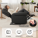 Artiss Leather Manual Recliner Chair with USB Charge Port, Overstuffed Armchair Sofa for Living Room and Nursery, Asjustable Theater Reclining Lounge with Comfortable Wide Seat, 150kg Capacity, Black - Top-Down View