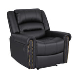Artiss Leather Manual Recliner Chair with USB Charge Port, Overstuffed Armchair Sofa for Living Room and Nursery, Asjustable Theater Reclining Lounge with Comfortable Wide Seat, 150kg Capacity, Black - Extra Image