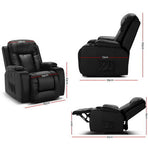 Artiss Recliner Chair Electric Heated Massage Chairs Faux Leather Cabin, Reclining