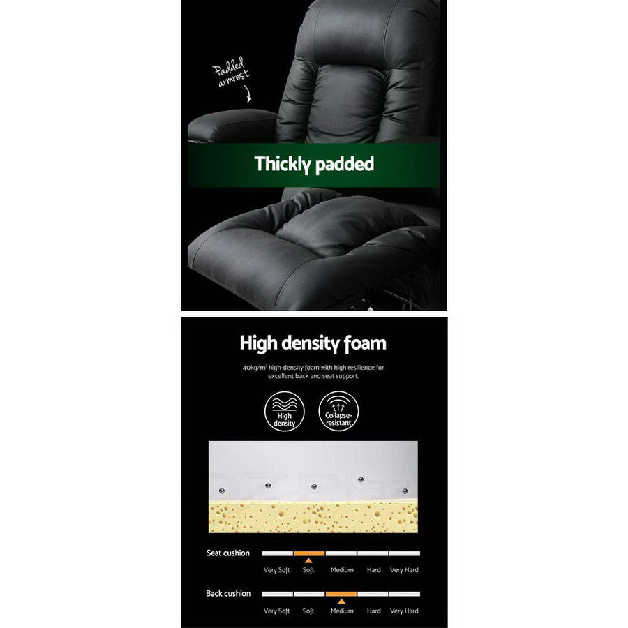 Artiss Recliner Chair Electric Heated Massage Chairs Faux Leather Cabin, image 5