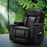 Artiss Recliner Chair Electric Heated Massage Chairs Faux Leather Cabin - Close-Up Angle
