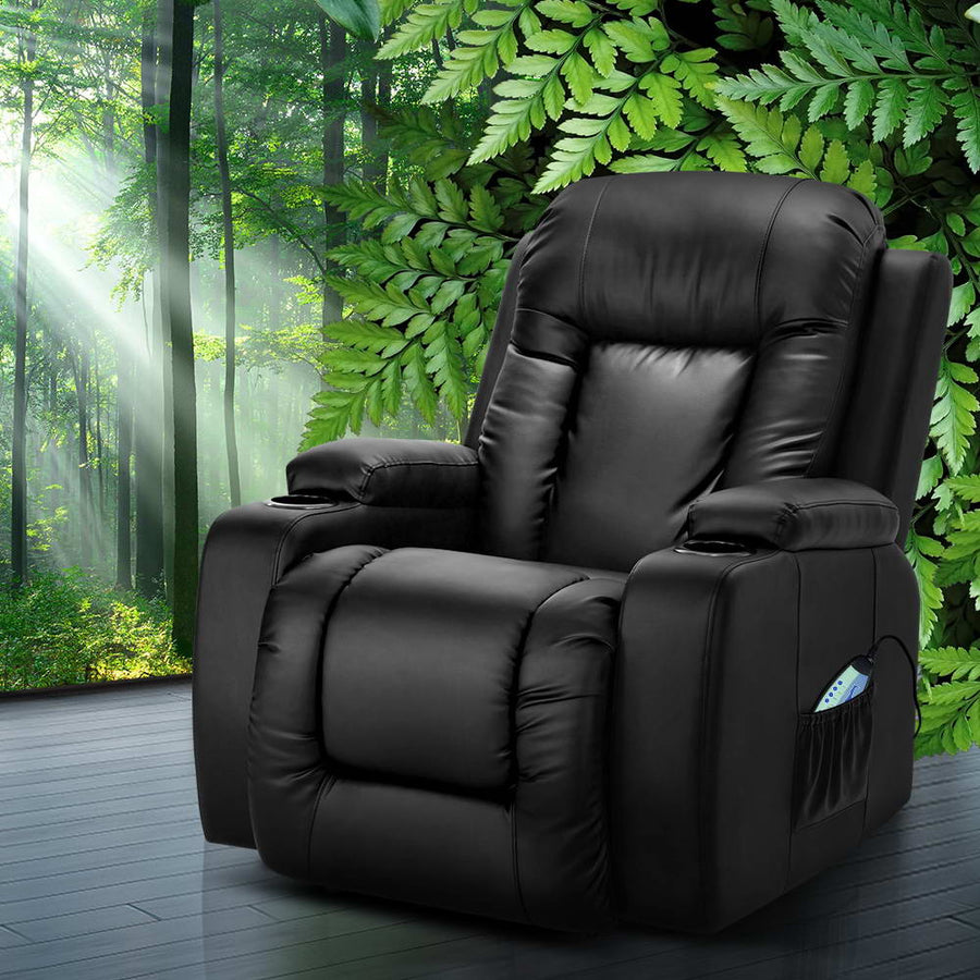 Artiss Recliner Chair Electric Heated Massage Chairs Faux Leather Cabin, image 7