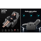 Artiss Recliner Chair Electric Massage Chair Fabric Lounge Sofa Heated Grey - Side View