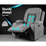 Artiss Recliner Chair Electric Massage Chair Fabric Lounge Sofa Heated Grey - Top-Down View