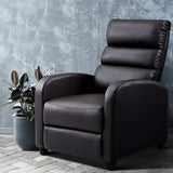 Artiss Recliner Armchair Brown Faux Leather Bolivia - Close-Up Angle