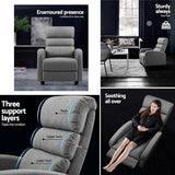 Artiss Recliner Armchair Grey Fabric Bolivia - Top-Down View