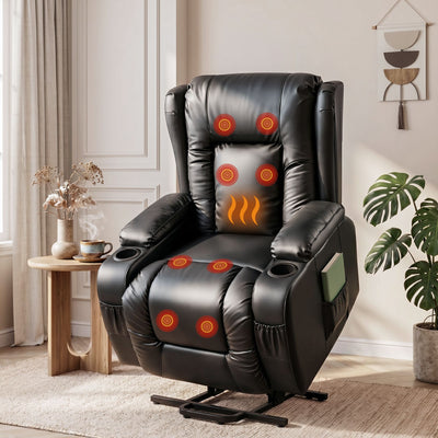 Artiss Recliner Chair Lift Assist Heated Massage Chair Leather Rukwa