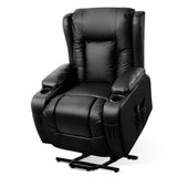 Artiss Recliner Chair Lift Assist Heated Massage Chair Leather Rukwa - Front View