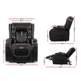 Artiss Recliner Chair Lift Assist Heated Massage Chair Leather Rukwa - Side View