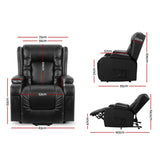 Artiss Recliner Chair Lift Assist Heated Massage Chair Leather Rukwa - Front View
