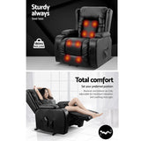 Artiss Recliner Chair Lift Assist Heated Massage Chair Leather Rukwa - 45-Degree Angle