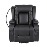 Artiss Power Lift Recliner Chair with Massage and Heat for Elderly, Electric Sofa Reclining Chair with USB and Phone Holder, PU Leather Comfy Armchair for Living Room, 2 Cup Holder & 4 Pockets, Black - Side View