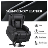 Artiss Power Lift Recliner Chair with Massage and Heat for Elderly, Electric Sofa Reclining Chair with USB and Phone Holder, PU Leather Comfy Armchair for Living Room, 2 Cup Holder & 4 Pockets, Black - Close-Up Angle