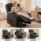 Artiss Power Lift Recliner Chair with Massage and Heat for Elderly, Electric Sofa Reclining Chair with USB and Phone Holder, PU Leather Comfy Armchair for Living Room, 2 Cup Holder & 4 Pockets, Black - Extra Image