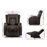 Artiss Recliner Chair Lift Assist Heated Massage Chair Velvet Rukwa - Side View