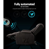 Artiss Recliner Chair Lift Assist Heated Massage Chair Velvet Rukwa - Top-Down View