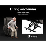 Artiss Recliner Chair Lift Assist Heated Massage Chair Velvet Rukwa - 45-Degree Angle