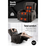 Artiss Recliner Chair Lift Assist Heated Massage Chair Velvet Rukwa - Rear View
