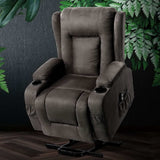 Artiss Recliner Chair Lift Assist Heated Massage Chair Velvet Rukwa - Low Angle