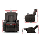 Artiss Recliner Chair Lift Assist Heated Massage Chair Velvet Rukwa - Front View