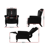 Artiss Recliner Armchair Black Faux Leather Domini - Front View