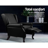 Artiss Recliner Armchair Black Faux Leather Domini - Top-Down View