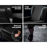 Artiss Recliner Armchair Black Faux Leather Domini - Rear View