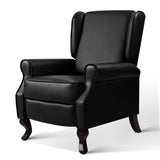 Artiss Recliner Armchair Black Faux Leather Domini - Close-Up Angle