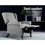 Artiss Recliner Armchair Grey Fabric Domini - Top-Down View