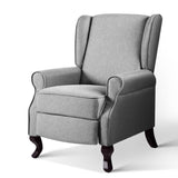 Artiss Recliner Armchair Grey Fabric Domini - Close-Up Angle
