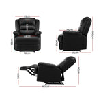 Artiss Recliner Chair Leather Black Cissy, Reclining