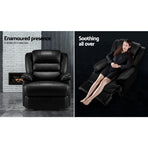 Artiss Recliner Chair Leather Black Cissy, image 3