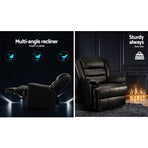 Artiss Recliner Chair Leather Black Cissy, image 4