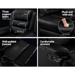 Artiss Recliner Chair Leather Black Cissy, image 5