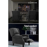 Artiss Recliner Chair Adjustable Sofa Lounge Soft Suede Armchair Couch Charcoal - 45-Degree Angle