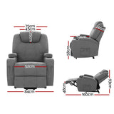 Artiss Recliner Chair Lift Assist Heated Massage Chair Velvet Milio - Front View