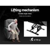 Artiss Recliner Chair Lift Assist Heated Massage Chair Velvet Milio - Top-Down View