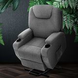 Artiss Recliner Chair Lift Assist Heated Massage Chair Velvet Milio - Close-Up Angle