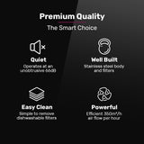 EUROCHEF 60cm Fixed Stainless Steel Rangehood, Quiet 3-Speed, 4-Layer Dishwashable Filters, Halogen Lights EFR60S - Side View