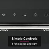EUROCHEF 60cm Undermount Rangehood Black, Quiet 3-Speed, 3-Layer Dishwashable Filter, LED Lights EUR60B