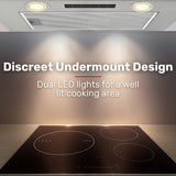 EUROCHEF 60cm Undermount Rangehood Silver, Quiet 3-Speed, 3-Layer Dishwashable Filter, LED Lights EUR60N - Close-Up Angle