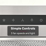 EUROCHEF 60cm Undermount Rangehood Silver, Quiet 3-Speed, 3-Layer Dishwashable Filter, LED Lights EUR60N - Front View