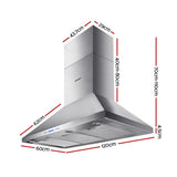 Devanti 1200mm Range Hood 120cm BBQ Commercial Rangehood - Front View