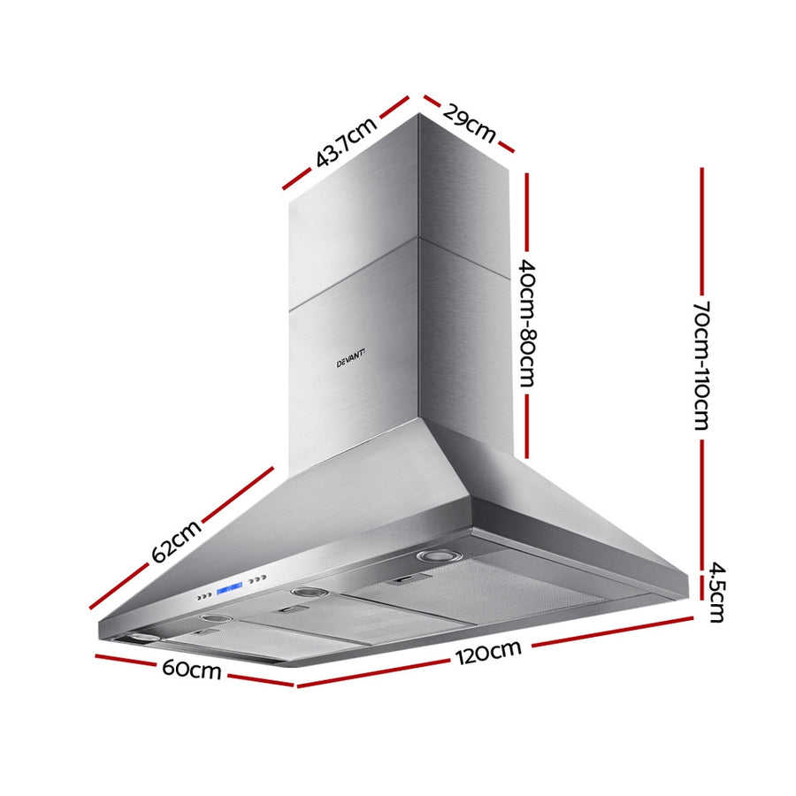 Devanti 1200mm Range Hood 120cm BBQ Commercial Rangehood, image 2