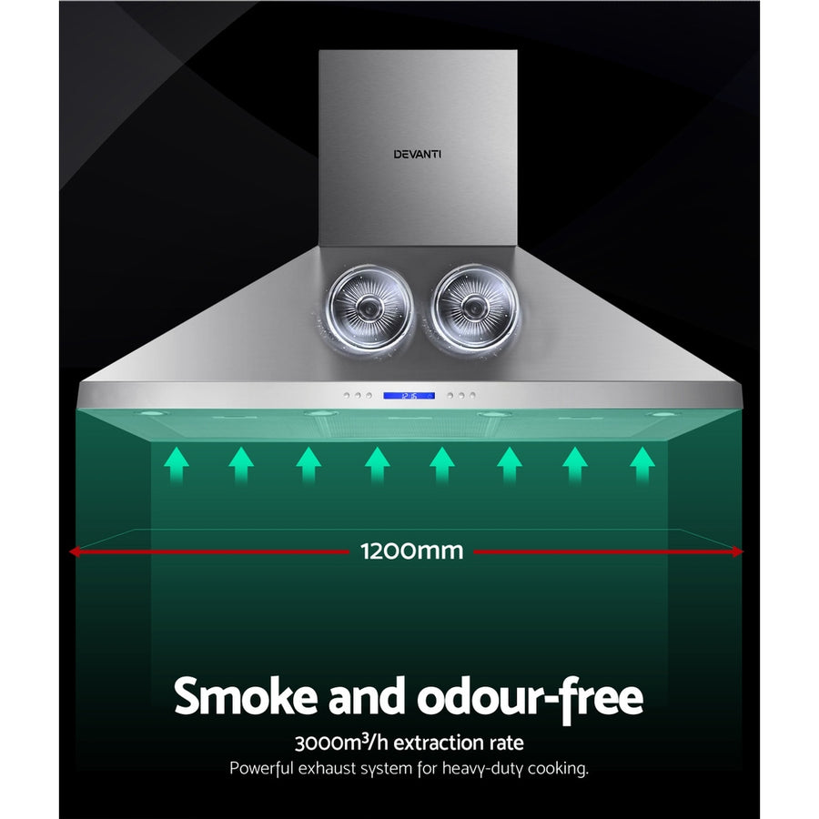 Devanti 1200mm Range Hood 120cm BBQ Commercial Rangehood, image 4