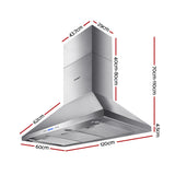 Devanti 1200mm Range Hood 120cm BBQ Commercial Rangehood - Front View