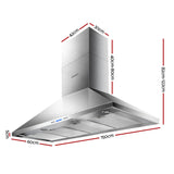 Devanti 1500mm Range Hood 150cm BBQ Commercial Rangehood - Front View