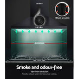 Devanti 600mm Range Hood 60cm Rangehood Black - Side View